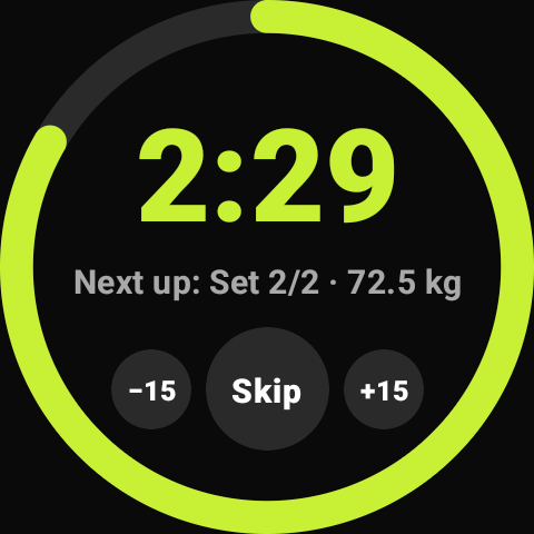 Rest timer on watch